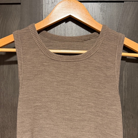 Woolx Raegan Ribbed Tank Top Taupe - Picture 2 of 5